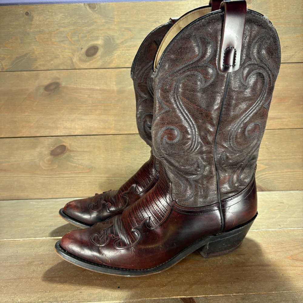 Laredo womens size 9.5 shoes bron Leather Lizard Print Western cowboy boots